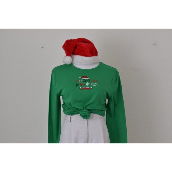 Vintage 90s Green Elf Christmas Shirt size‎ L - Picture 10 of 10